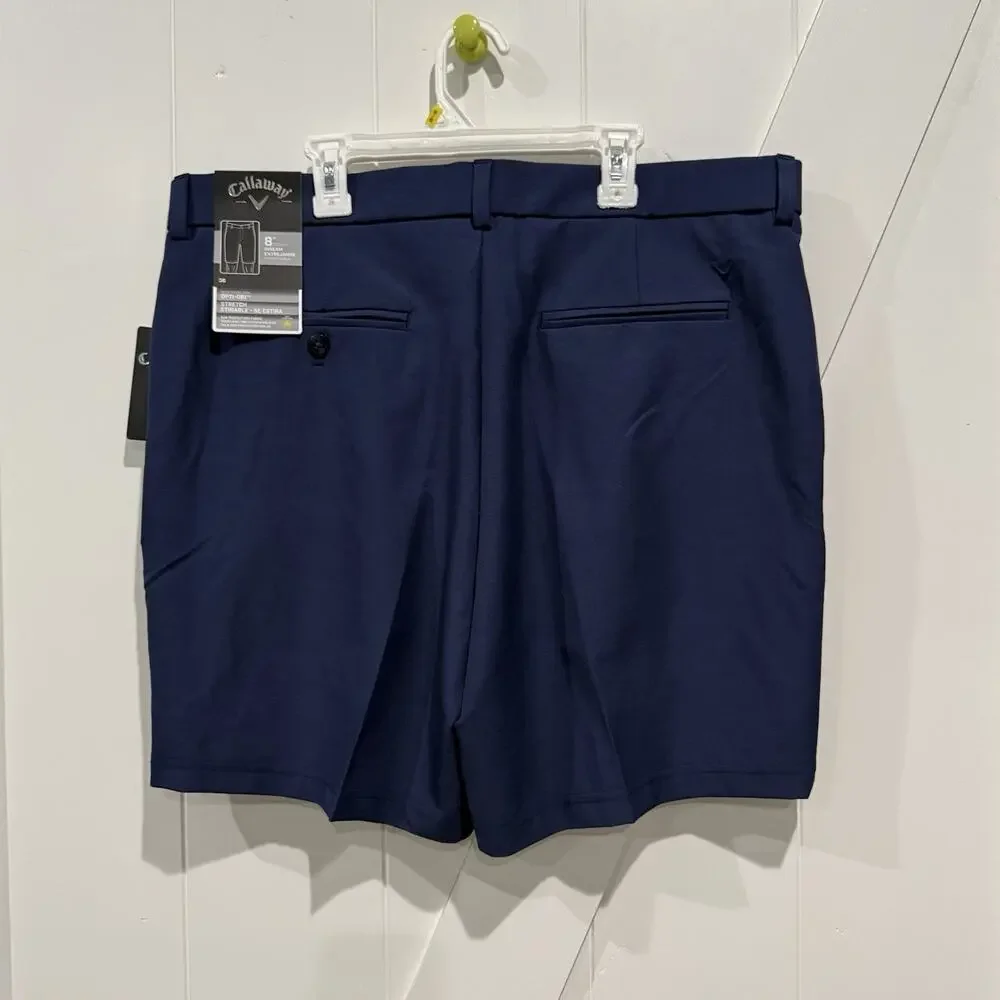 Callaway Opti-Dri Golf Shorts Mens Size 36 x 8" Navy Blue Stretch UPF 50 NWT - Picture 3 of 5